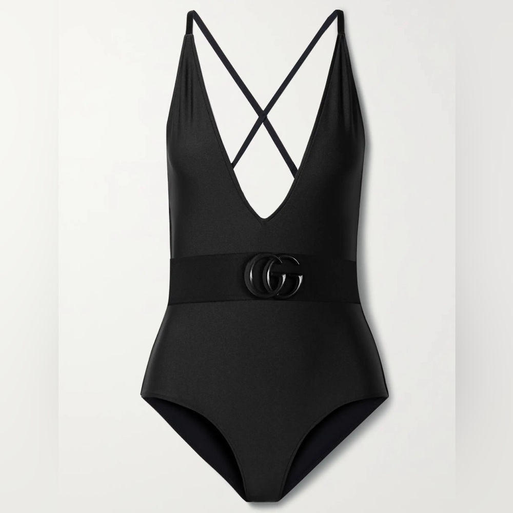 Authentic Gucci black belted Swimsuit.